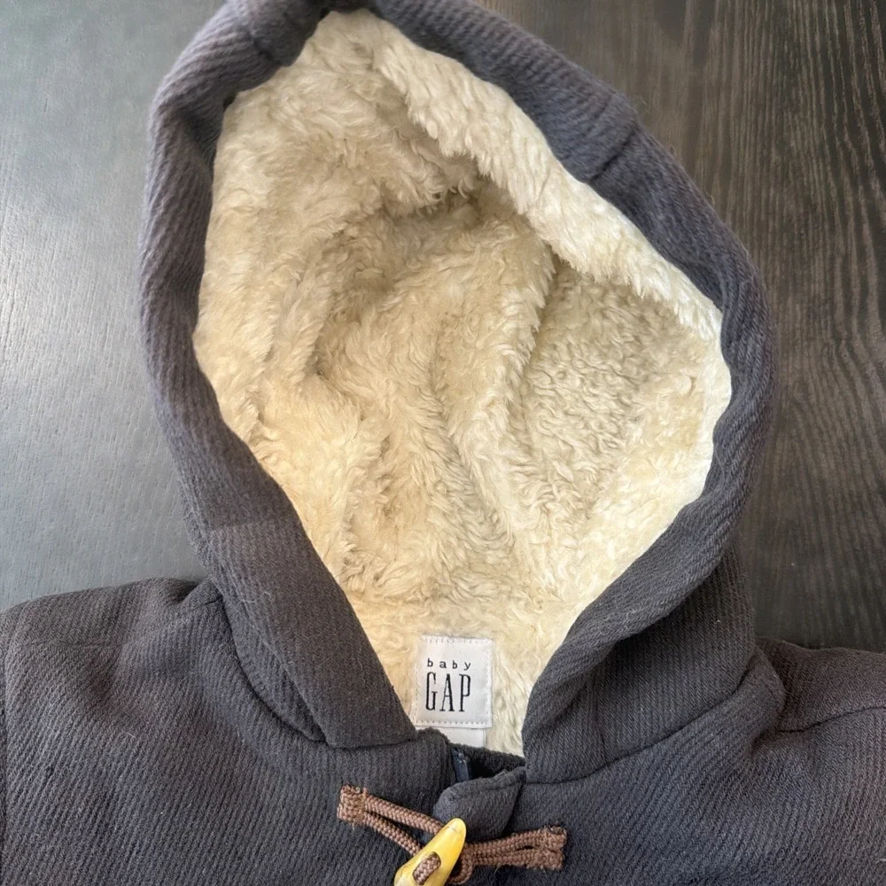 Baby Gap Boy's 3xl 3 Yrs. Wool Blend Peacoat With Fur Lining Navy Blue